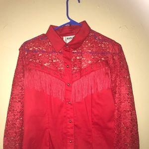 Vintage lace Banjo western wear rodeo shirt